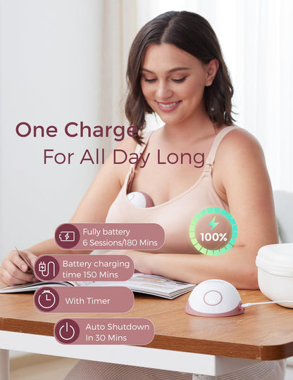 Momcozy Breast Pump Hands Free Mobile Style | M6, Wearable Breastfeeding Pump Ideal Rhythm for More Milk, DoubleFit Flange More Fit & Discreet with 3 Modes & 9 Levels, 24mm (Cozy Red, 2 Count)