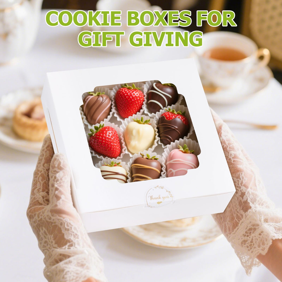 YODYZJ Cookie Boxes with Window, Pack of 20, 8x8x2.5 Inches 🍁 All In One Marketplace Canada