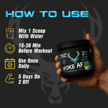 Bucked Up Woke AF Pre-Workout, Blue Raz Lemonade, 40 Servings Bucked Up