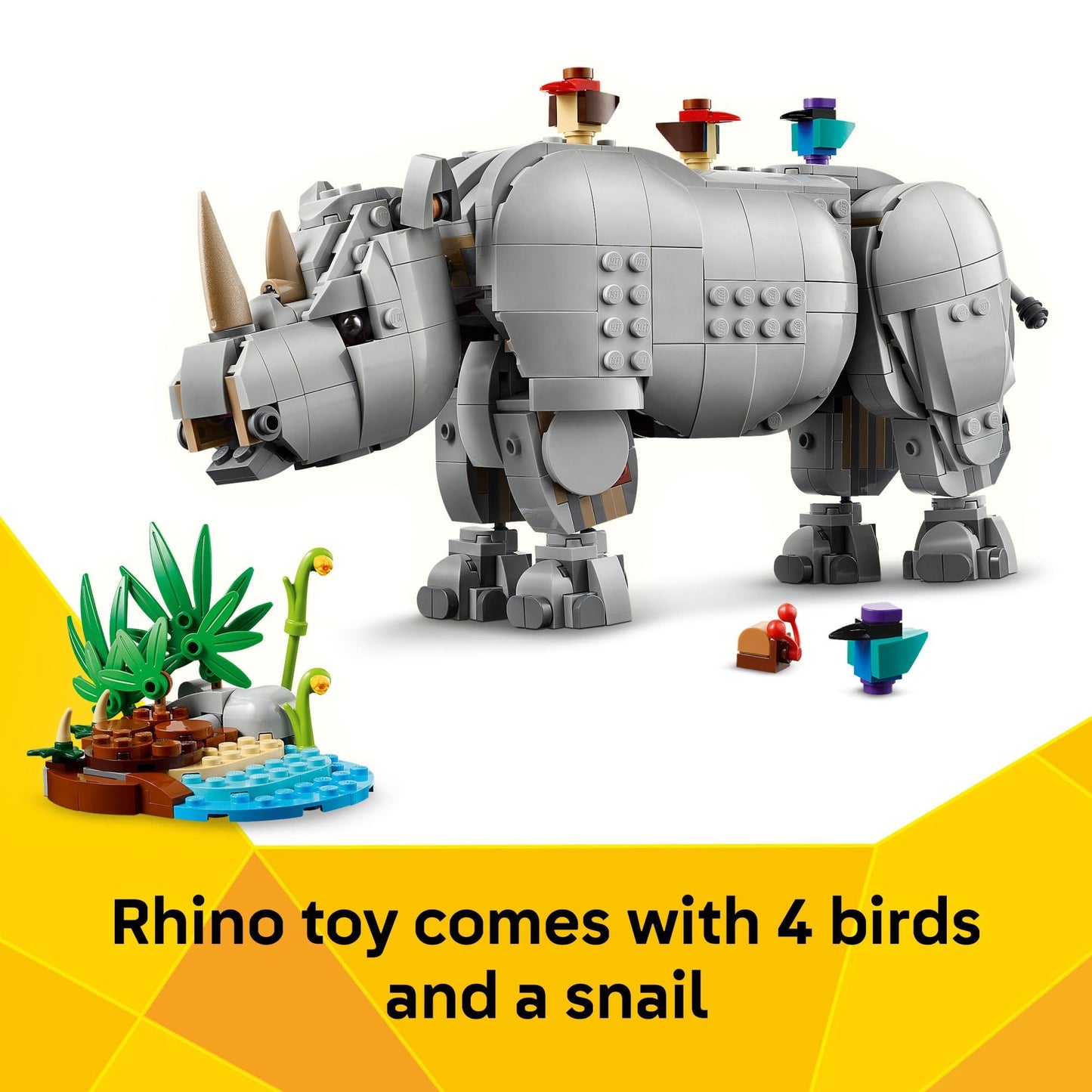 LEGO Creator 3 in 1 Wild Animals: Majestic Rhino - Building Toy for Boys & Girls, Ages 9+ - Gift for Birthdays - Kids Bedroom and Desk Decor - Build Rhino, Hippo, or Walrus - 31129 LEGO