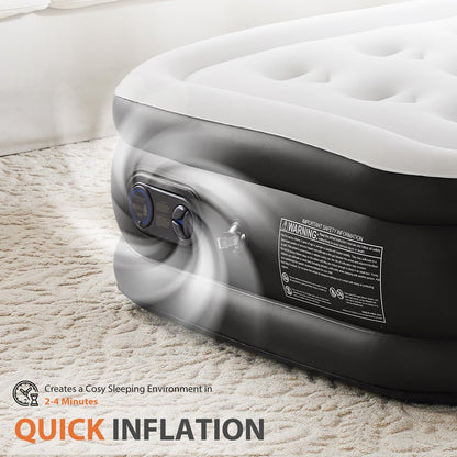 Sweetcrispy Twin Air Mattress, 18" Inflatable Blow Up Airbed with Built-in High Capacity Pump, Double Height, Non-Slip Bottom Design, Weight Capacity 660 lbs Air Bed for Home or Camping Sweetcrispy