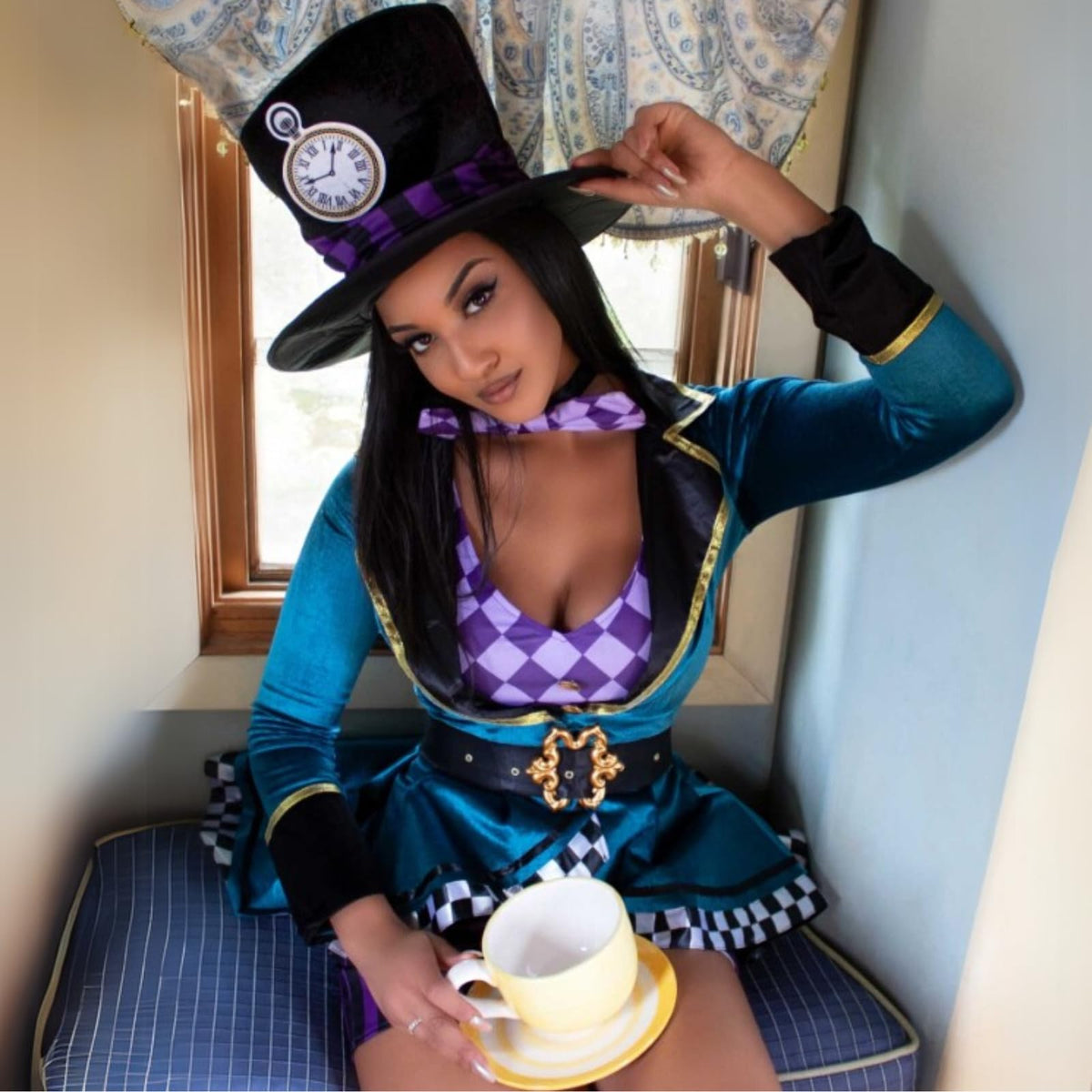 Costume d'Halloween pour femme « Delightful Mad Hatter » de Leg Avenue, multicolore, très grand (X-Large)