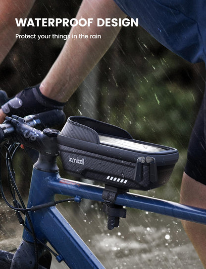 Lamicall Bike Frame Bag Waterproof - [Quick Install & Remove] 1.3L Bike Phone Bag with Sensitive Touch Screen, Bike Phone Holder with Rain Cover, Bicycle Top Tube Bag, Bike Accessories for Phones 4-7" - Available at All In One Marketplace Canada