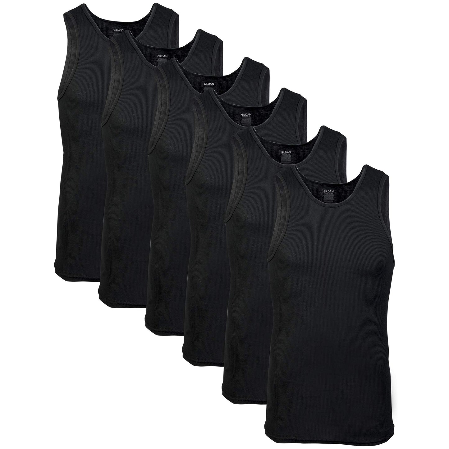 Gildan Men's A-Shirt Tanks, Multipack, Style G1104, Black (6-Pack), Medium 🍁 All In One Marketplace Canada