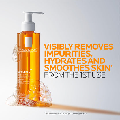 La Roche-Posay Face Cleanser with Pure Vitamin C, Purifying Face Wash to Hydrate Skin with Vitamin C & BHA, Tightens Pores & Boosts Radiance, Safe for All Skin Types, Dermatologist Recommended, 200mL