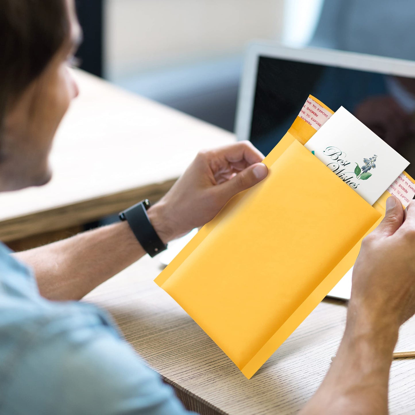 UCGOU Kraft Bubble Mailers 4x8 Inch 50 Pack Usable Size 4x7 Inch Yellow Padded Envelopes #000 Small Business Mailing Package Self Sealing Tear Resistant Boutique Bulk Mail Shipping Bags Bubble Mailers