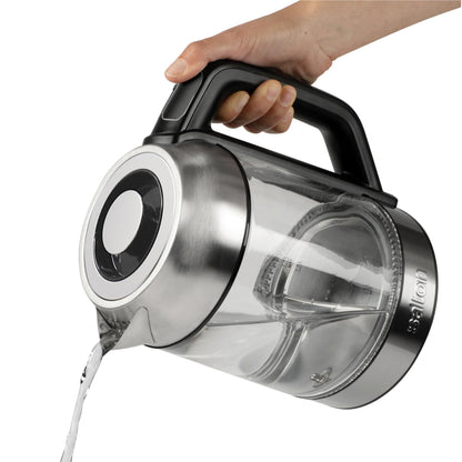 Salton Temperature Control Glass Kettle – 1.7 L | 7 Temperature Settings (104°F–212°F / 40°C–100°C) | Bonus Tea Steeper | LED Colour Change | Keep Warm Function | 360° Swivel Base | Proudly Canadian