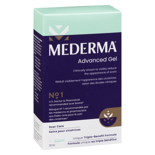 Mederma Advanced Scar Gel, Treats Old and New Scars, Reduces the Appearance of Scars from Acne, Stitches, Burns and More, 20 ml - Available at All In One Marketplace Canada