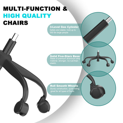 Mimoglad Office Chair, Comfy Desk Chair - High Back Ergonomic Computer Chair with Adjustable Lumbar Support & Headrest, Flip-up Armrests for Guitar Playing (Black(Black Frame))