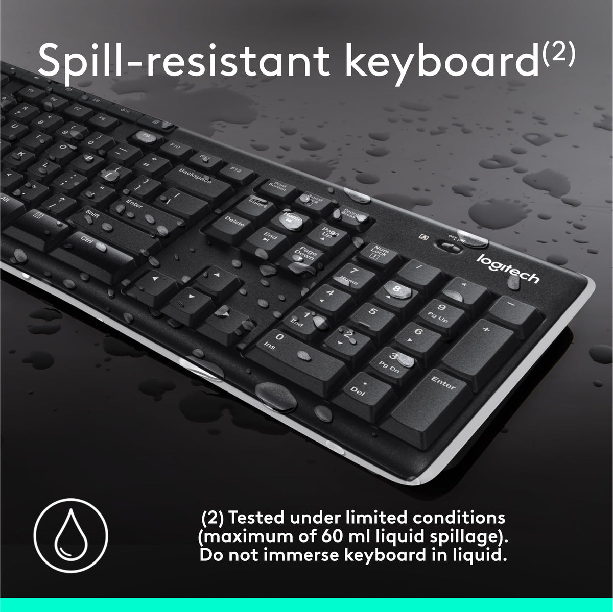 Logitech K270 Full Size Wireless Keyboard for Windows - Black