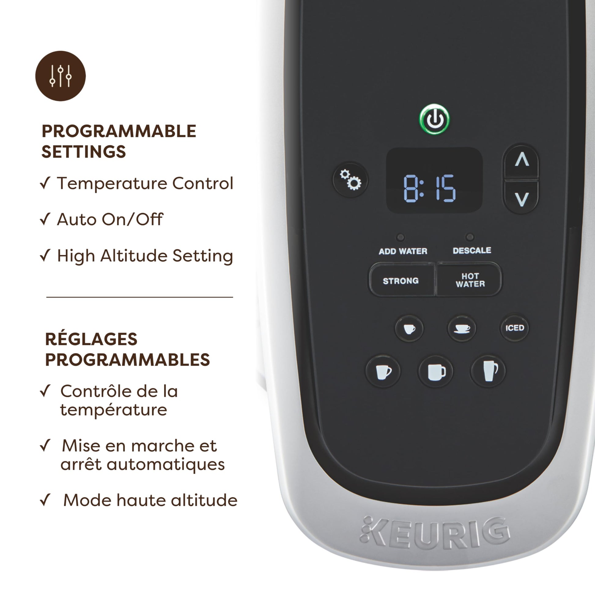 Keurig K-Elite Single Serve K-Cup Pod Coffee Maker, With Iced Brew Functionality And Quiet Brew Technology, Brushed Silver - Available at All In One Marketplace Canada