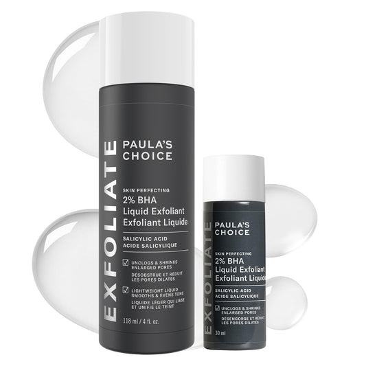 Paula's Choice SKIN PERFECTING 2% BHA Liquid Salicylic Acid Exfoliant Duo, Gentle Exfoliator for Enlarged Pores, Wrinkles & Fine Lines, Includes 1 Full Size Bottle & 1 Travel Size Bottle