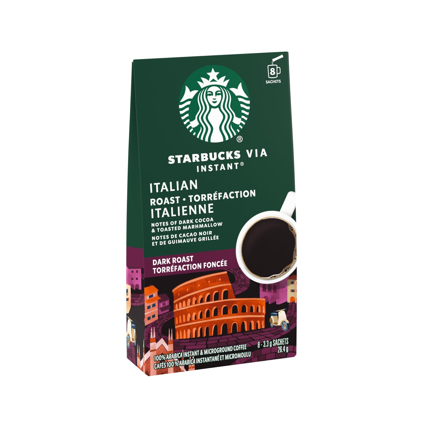 Starbucks VIA Instant Italian Roast (Pack of 12), Italian Roast, 96 count