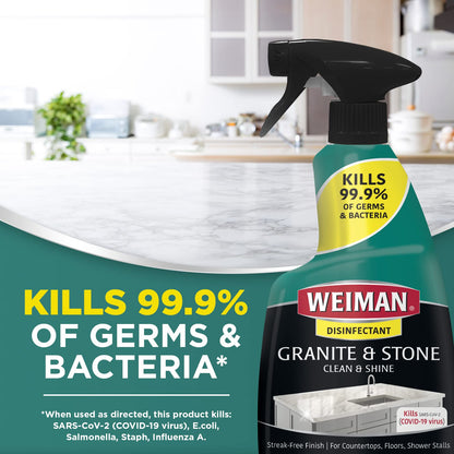 Weiman Granite Cleaner and Polish - 12 Fluid Ounce - Enhances Natural Color in Granite, Quartz, Marble, Soap Stone and More - Available at All In One Marketplace Canada