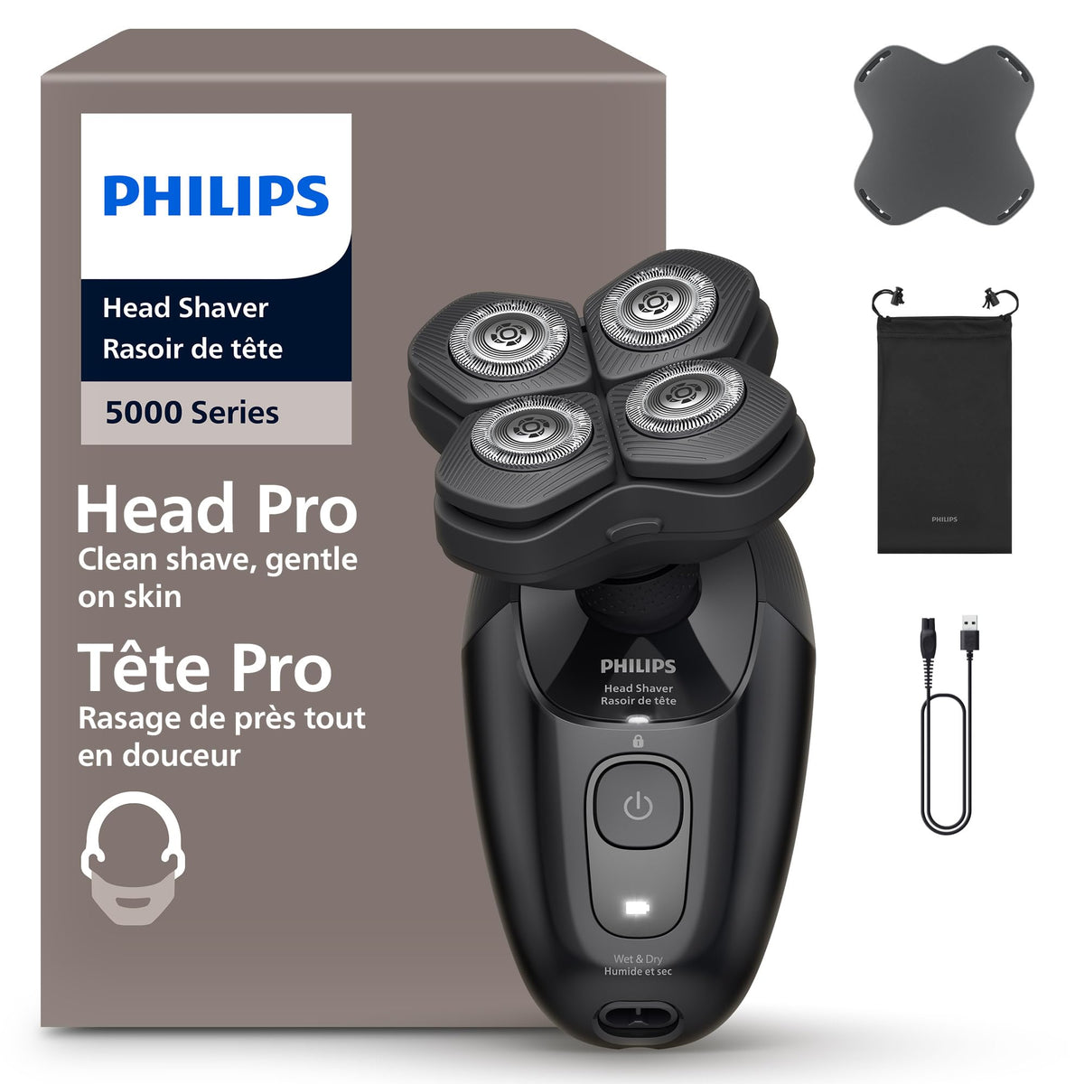 Philips Head Shaver Pro 5000, 360° Flexing Head, ComfortCut Blades