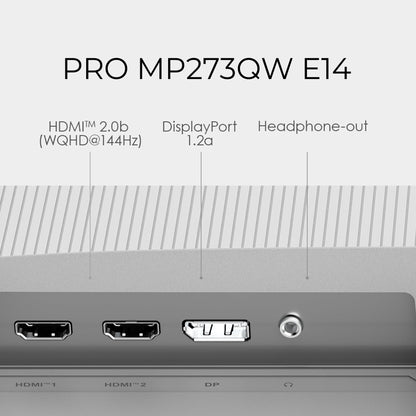 msi PRO MP273QW E14 27-inch IPS 2560 x 1440 (QHD) Computer Monitor, 144Hz,Adaptive-Synch, HDMI, DP Port, VESA Mountable, Height Adjustable, Tilt, Speaker, 1ms, White