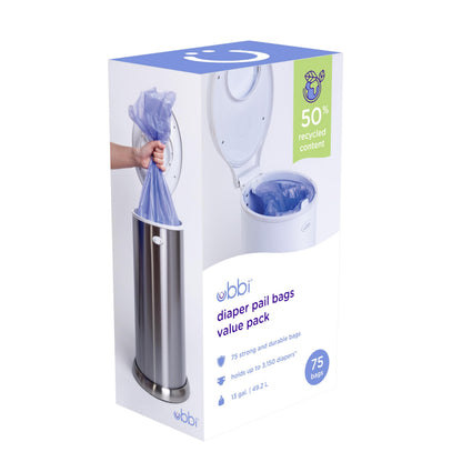 Ubbi Disposable Diaper Pail Plastic Bags, Value Pack, 75 Count, 13-Gallon Bags 🍁 All In One Marketplace Canada