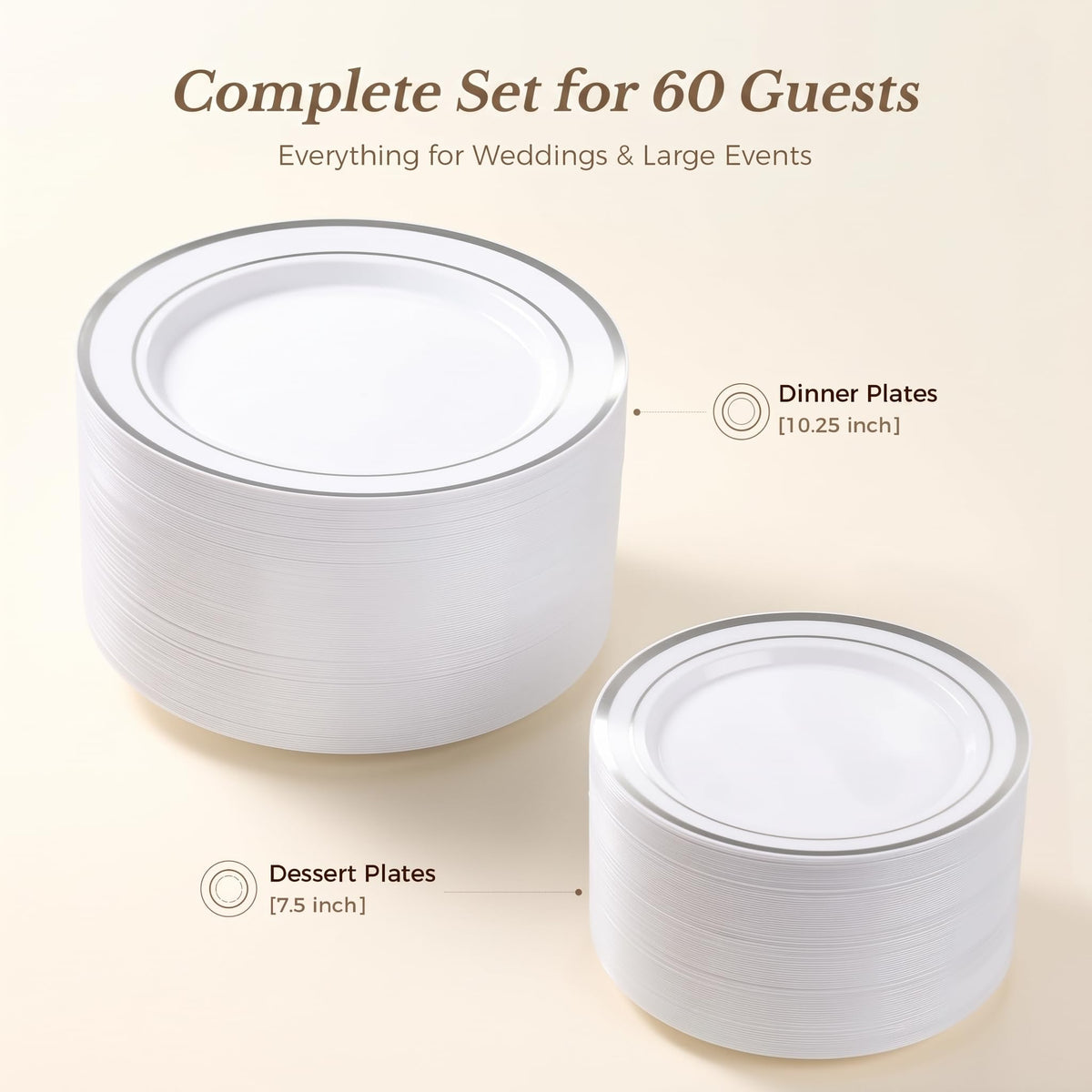 Goodluck 120PCS Silver Plastic Plates, Disposable Party Plates Silver Rim 🍁 All In One Marketplace Canada