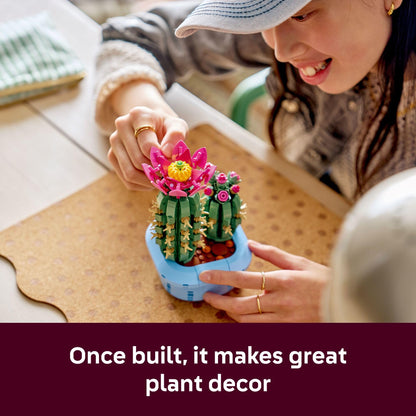 LEGO Botanicals Flowering Cactus Building Toy - Crafting Kit for Girls & Boys, Ages 9+ - Cactus Room Decor for Display for Bedroom or Book Shelf - Gift Idea for Birthdays - 11509