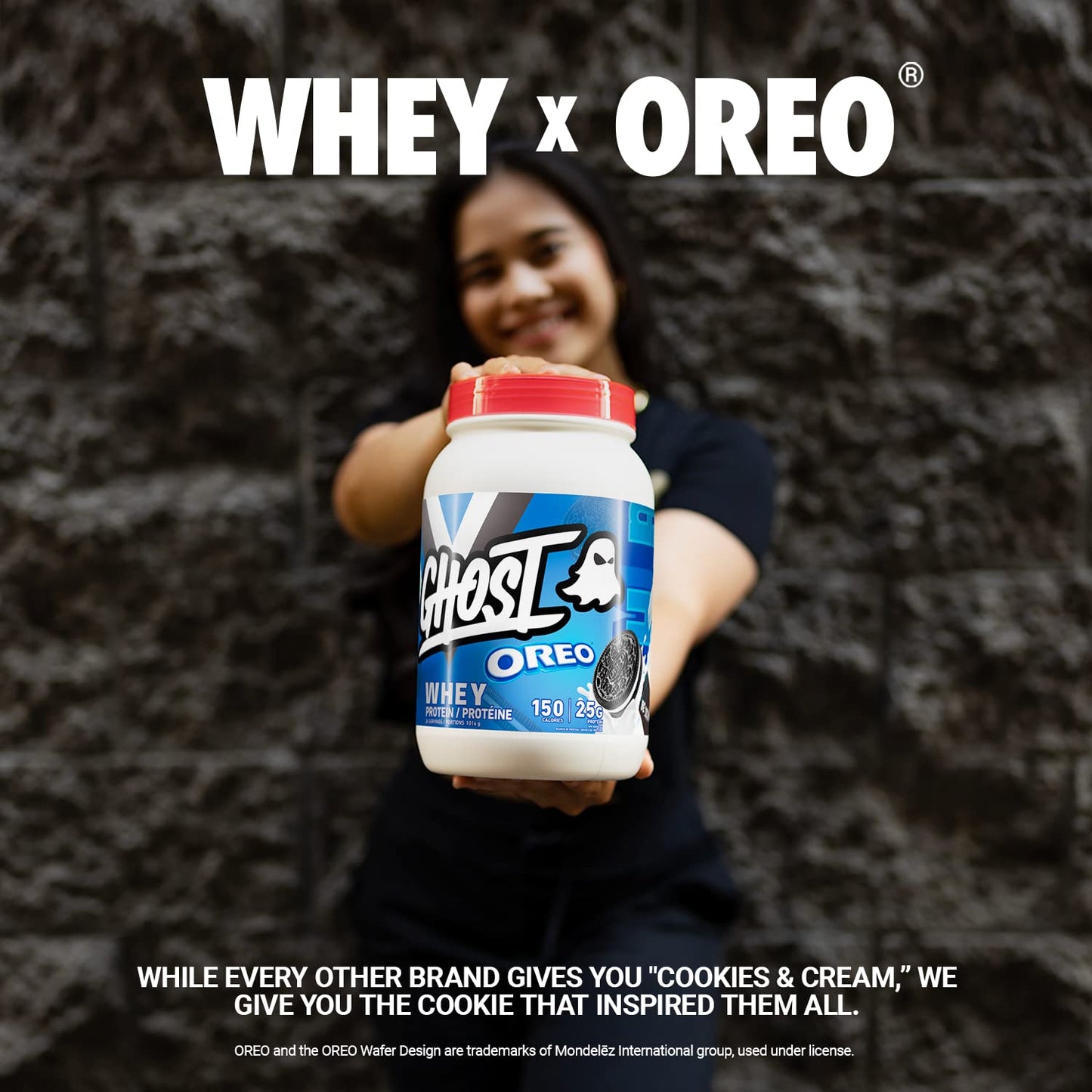 GHOST WHEY Protein Powder - 2lb, 25g of Protein - Whey Protein Blend - ­Post Workout Fitness & Nutrition Shakes, Smoothies, Baking & Cooking (Oreo) GHOST