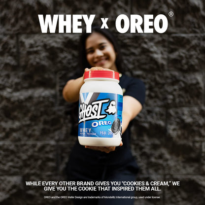 GHOST WHEY Protein Powder - 2lb, 25g of Protein - Whey Protein Blend - ­Post Workout Fitness & Nutrition Shakes, Smoothies, Baking & Cooking (Oreo) GHOST