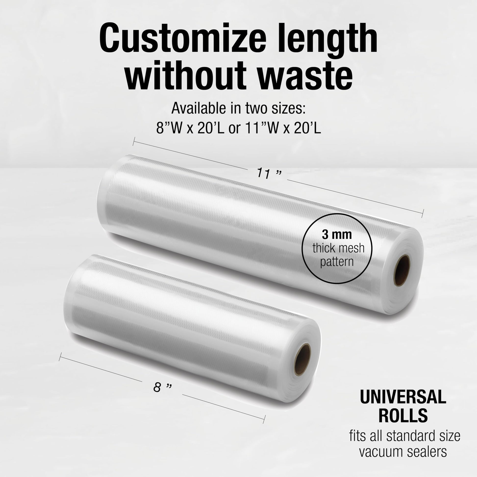 Cuisinart Universal Vacuum Food Saver Sealer Bags 2-Pack 8" x 20ft. Rolls (VSB-82C) BPA Free, Microwave & Freezer Safe , white 🍁 All In One Marketplace Canada Cuisinart