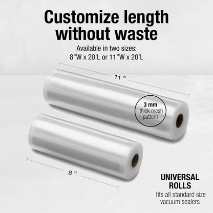 Cuisinart Universal Vacuum Food Saver Sealer Bags 2-Pack 8" x 20ft. Rolls (VSB-82C) BPA Free, Microwave & Freezer Safe , white 🍁 All In One Marketplace Canada Cuisinart