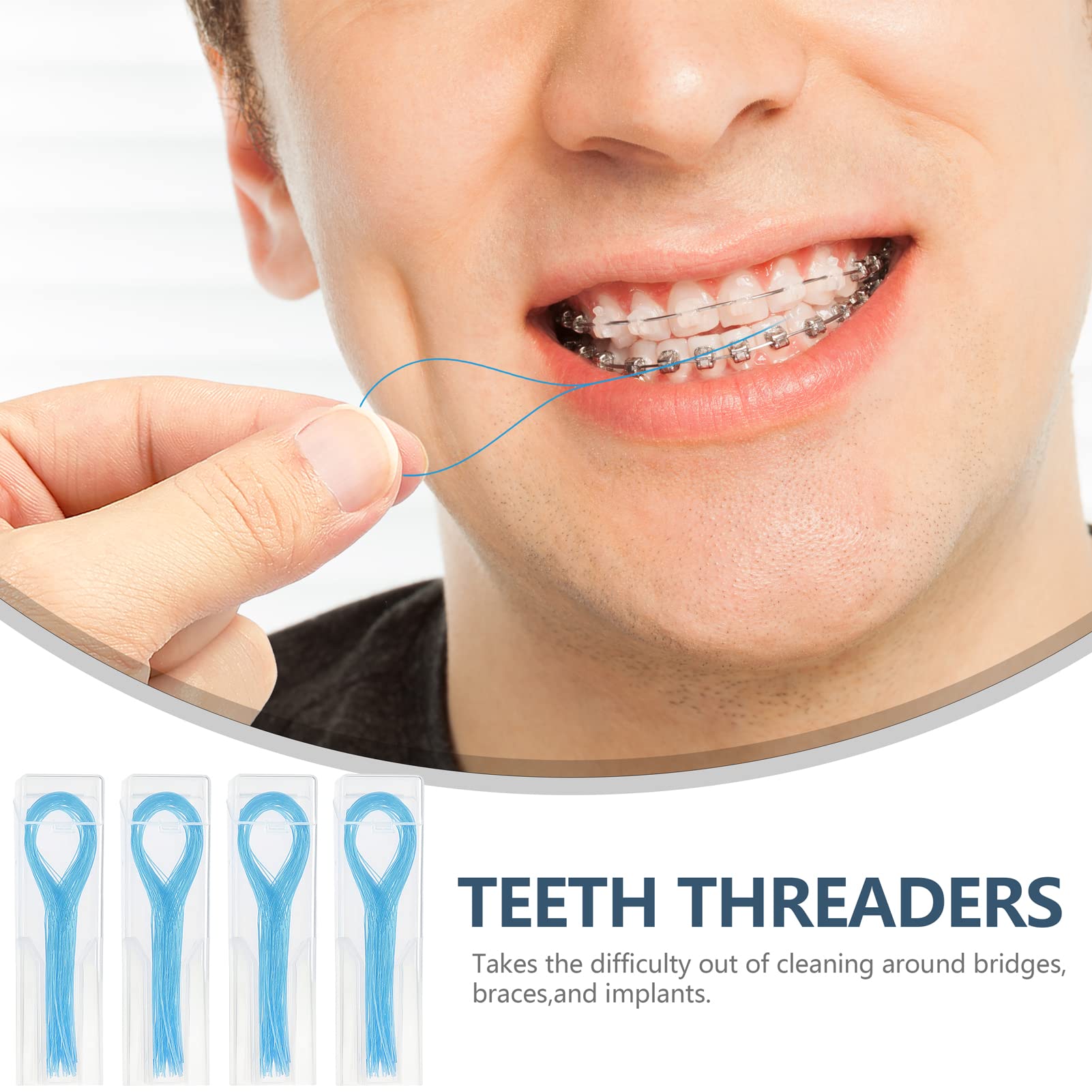 Floss Threaders, Deep Clean Dental Floss Threader for Braces, Bridges, and Implants, Blue - Available at All In One Marketplace Canada