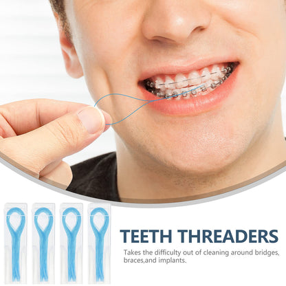 Floss Threaders, Deep Clean Dental Floss Threader for Braces, Bridges, and Implants, Blue - Available at All In One Marketplace Canada