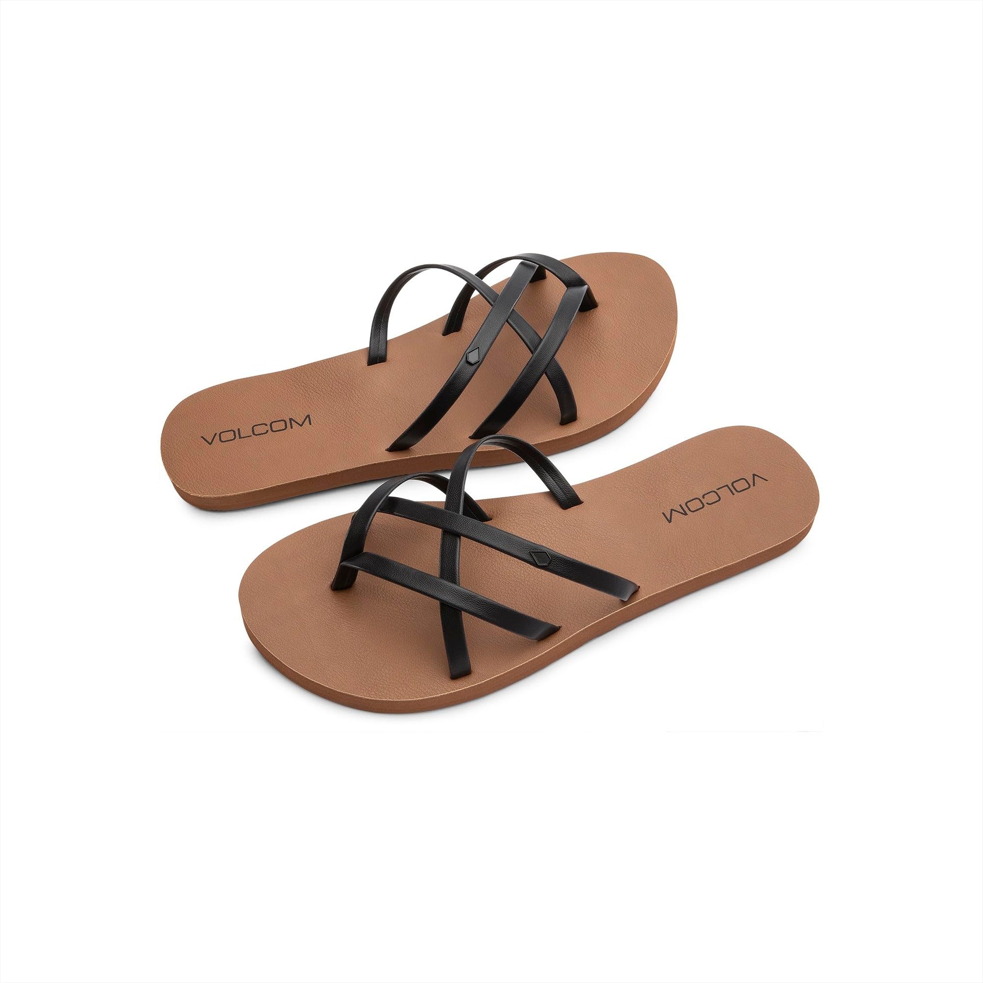 Volcom Women’s New School Sandals – Criss Cross Strap Flip Flops with Comfort Foam Footbed, Black, 8 Volcom