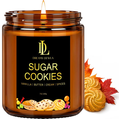 DL DREAMY DEWLA Fall Candle, Sugar Cookies Scented for Home, 7oz Soy Wax 🍁 All In One Marketplace Canada