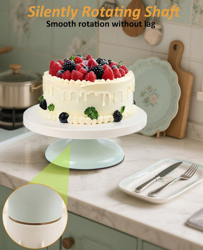 Cake Turntable Decorating Kit, Enhanced Rotating Cake Stand with 3 Icing Scraper, Piping Bag and Tips Set, Stainless Steel Icing Spatula for for Baking, Pastry Icing Patterns (Green) 🍁 All In One Marketplace Canada