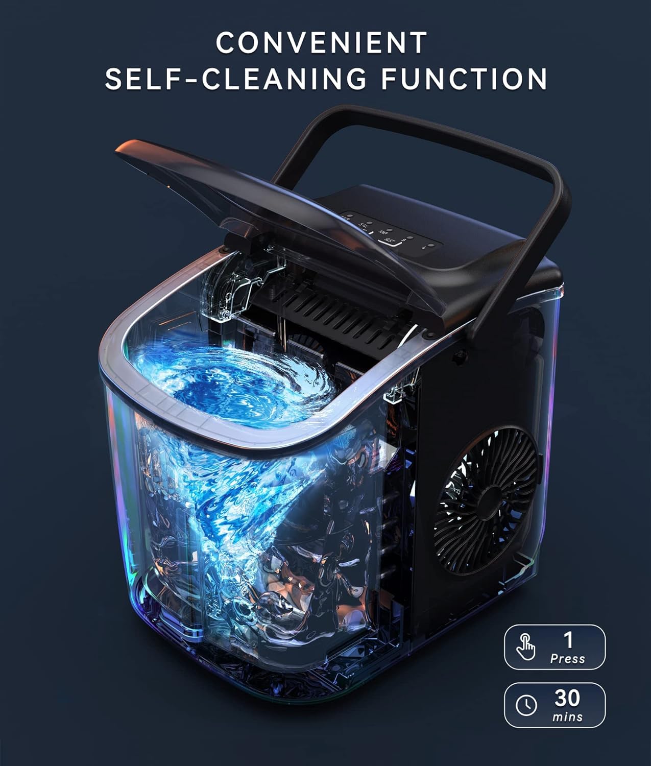 ecozy Portable Ice Maker Countertop, 26 lbs in 24 Hours Ice Machine ecozy
