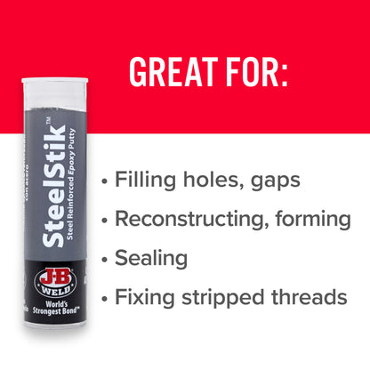 J-B Weld SteelStik, 1 Hour Cure, Steel Reinforced Epoxy Putty Stick - 2 Pack, Dark Grey (8267-2)
