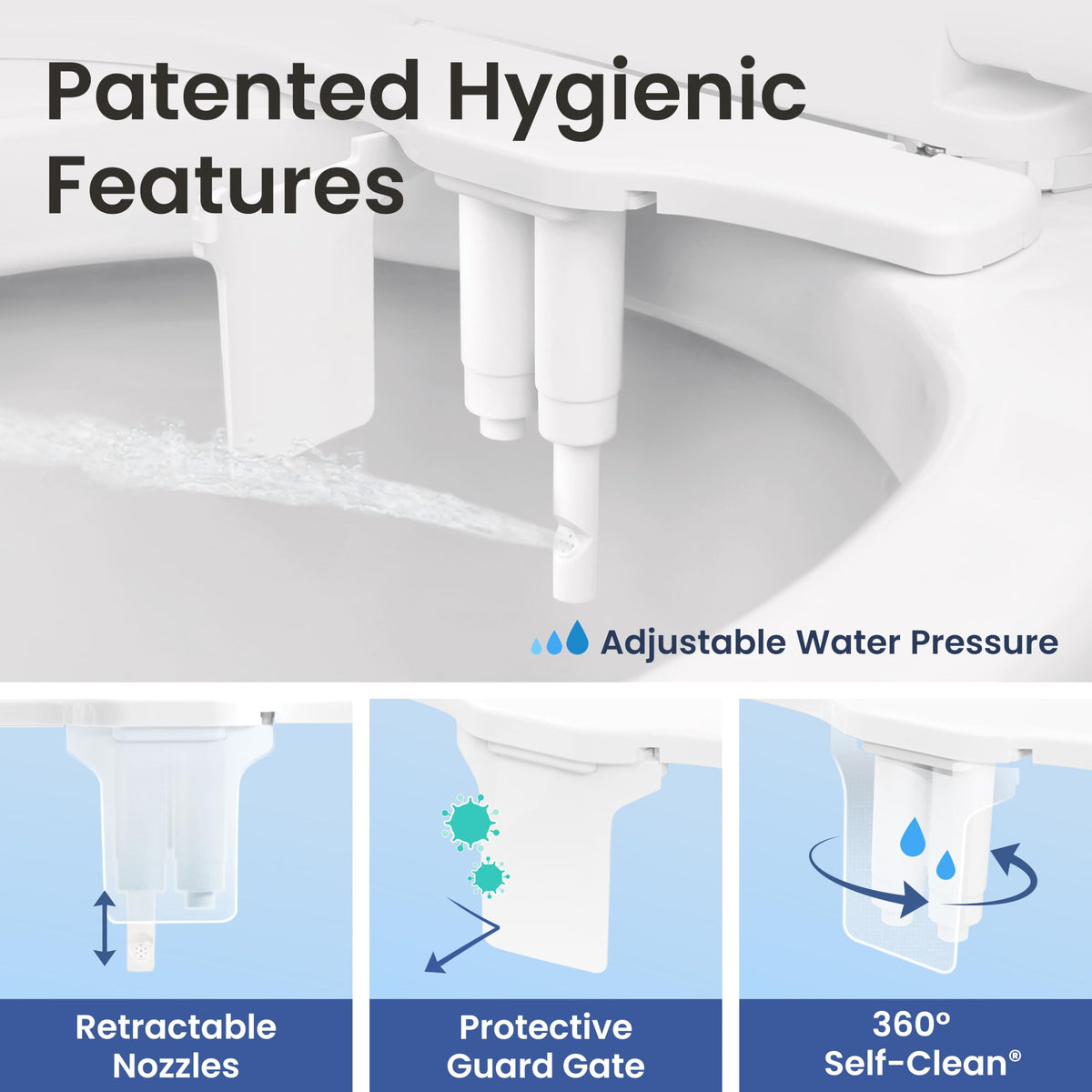 LUXE Bidet NEO 185 PLUS - Patented Bidet Attachment for Toilet, White