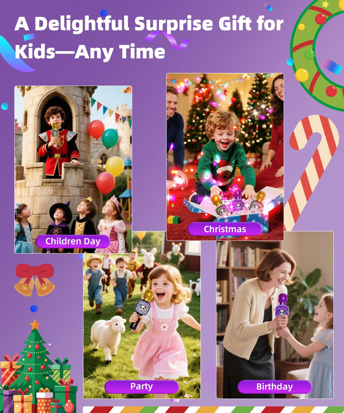 Kids Karaoke Microphone Mini, Bluetooth Voice Changer Toy Ages 3-12, Purple 🍁 All In One Marketplace Canada