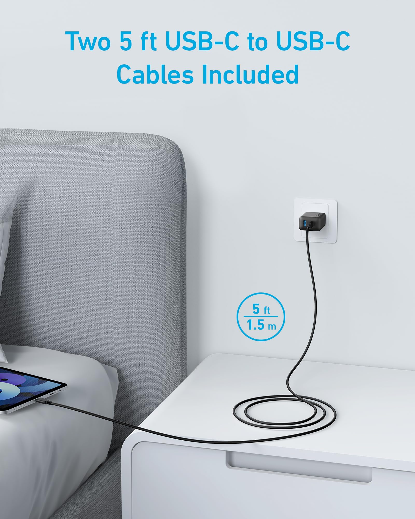 Anker iPhone 17/16 Charger, 2-Pack 20W Fast USB C Charger Block, for iPhone 17/16/16 Pro Max/15 Series/iPad Pro and More (2 Pack & 2 Cable)(Black) - Available at All In One Marketplace Canada