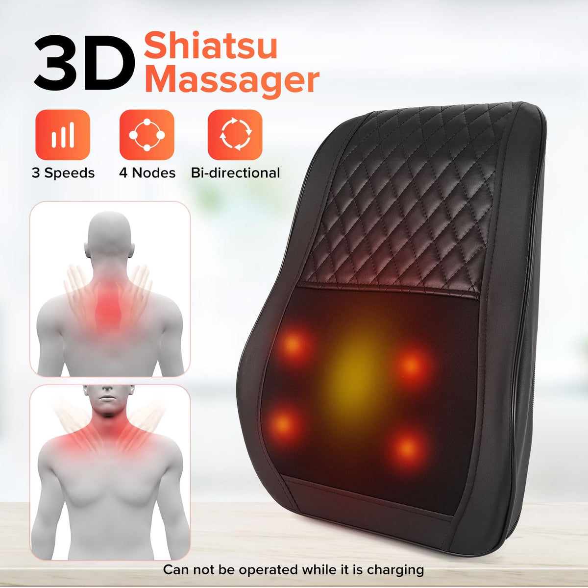 Cordless Back Massager,Back and Neck Massager with Heat Shiatsu Neck and Shoulder Massage for Whole Body Deep Tissue Kneading Massage Pillow Mother's Gifts for Women Men Mom Dad Christmas 🍁 All In One Marketplace Canada