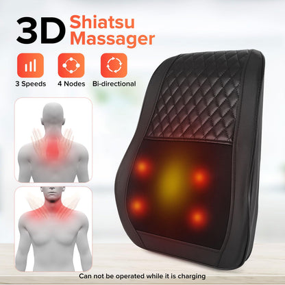Cordless Back Massager,Back and Neck Massager with Heat Shiatsu Neck and Shoulder Massage for Whole Body Deep Tissue Kneading Massage Pillow Mother's Gifts for Women Men Mom Dad Christmas 🍁 All In One Marketplace Canada