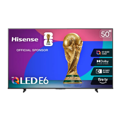 Hisense 50E6SF - 50" E6 Series Hi-QLED 4K UHD Smart Fire TV, AI Light Sensor, Dolby Vision · Atmos, Voice Remote with Alexa, Motion Rate 120, HDR 10+ Adaptive, Game Mode Plus (2026 New Model)