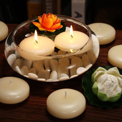 qinxiang 24 Pack Floating Candles, 3” Ivory Unscented Dripless Wax Burning Candles, for Cylinder Vases, Weddings, Party and Holiday 🍁 All In One Marketplace Canada