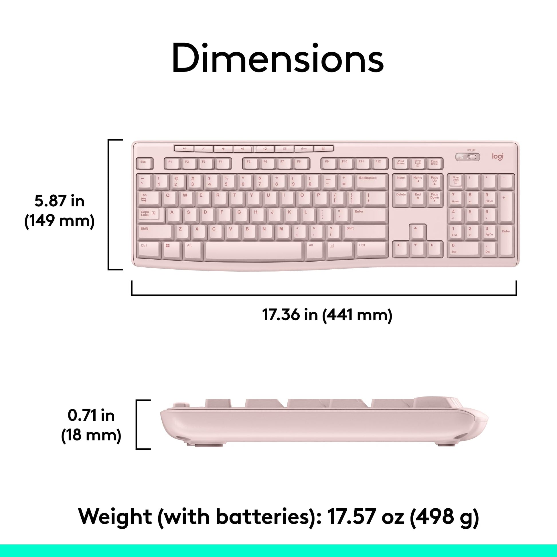 Logitech MK270 Wireless Keyboard and Mouse Combo for Windows, 2.4 GHz Wireless, Compact Mouse, 8 Multimedia and Shortcut Keys, 2-Year Battery Life, for PC, Laptop - Rose - Available at All In One Marketplace Canada