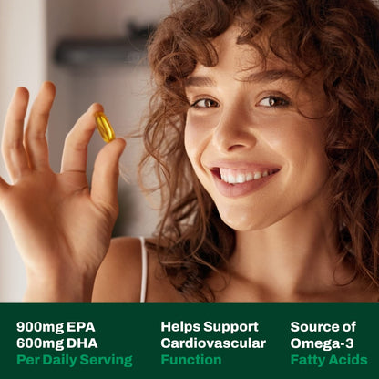 Vitasave Triple Strength Fish Oil Omega 3 Supplements – High-Potency 3000mg with 900mg EPA + 600mg DHA - Burpless Fish Oil Capsules for Heart, Brain & Joint Health - Non-GMO and Gluten-Free (120 Softgels - 40 Days Servings) - Available at All In One Marketplace Canada