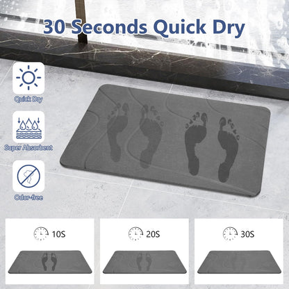 Ceecysaa Stone Bath Mat, Non-Slip Diatomaceous Earth Shower Mat, Quick Drying Bath Mat Stone, Super Absorbent Diatomite Bath Mats for Bathroom Kitchen, Easy to Clean, 60 x 39cm, Dark Gray - Available at All In One Marketplace Canada