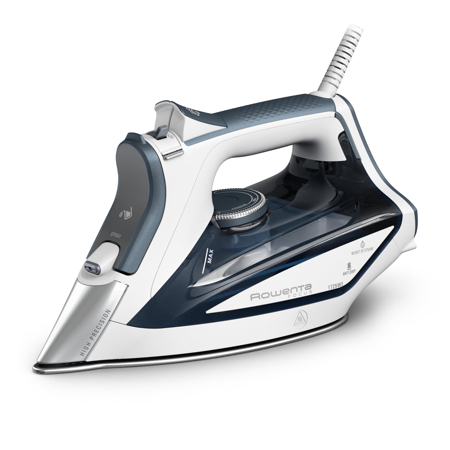 Rowenta Focus Excel Steam Iron for Clothes, Anti-Drip Protection, Iron Steamer for Clothes, 1725 Watts, DW5280, Grey Rowenta