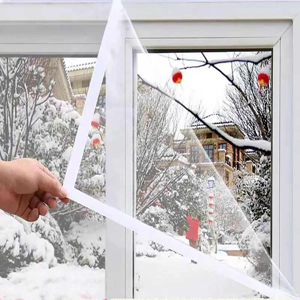Mellroom Window Insulation Kit 47inX63in(120X160cm) for Winter Keep Cold Out,cuttable Transparent Film 180㎛ Thickness,Easy to Open for Ventilation,held by Adhesive Strips,Reusable Plastic Window wrap 🍁 All In One Marketplace Canada