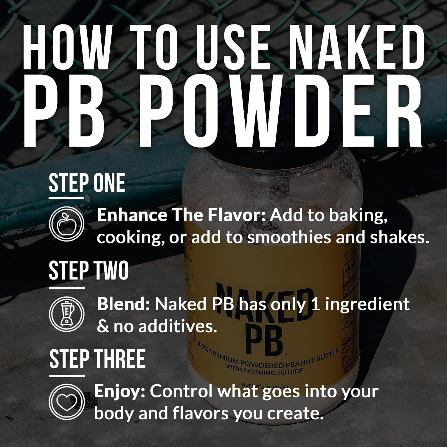 NAKED PB Powdered Peanut Butter – 2 lb Bulk, Single-Ingredient Roasted Peanuts, Vegan & Additive-Free