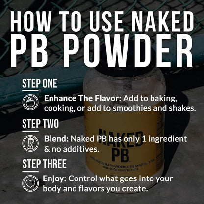 NAKED PB Powdered Peanut Butter – 2 lb Bulk, Single-Ingredient Roasted Peanuts, Vegan & Additive-Free