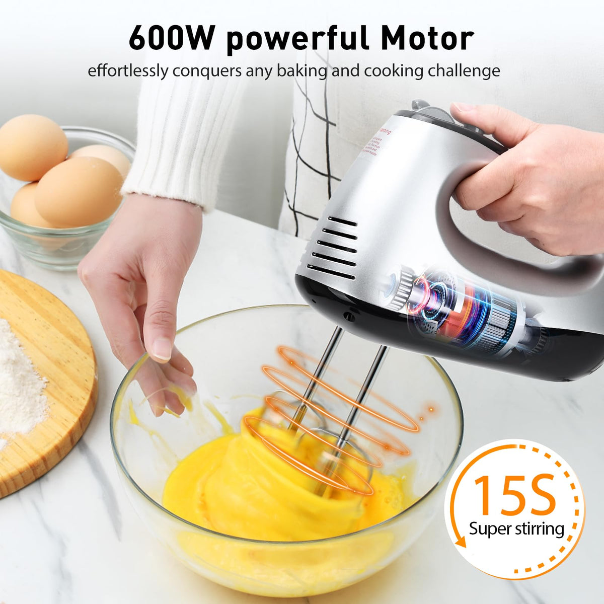 Lychee Hand Mixer Electric 600W Powerful Handheld Kitchen Mixer Portable 🍁 All In One Marketplace Canada