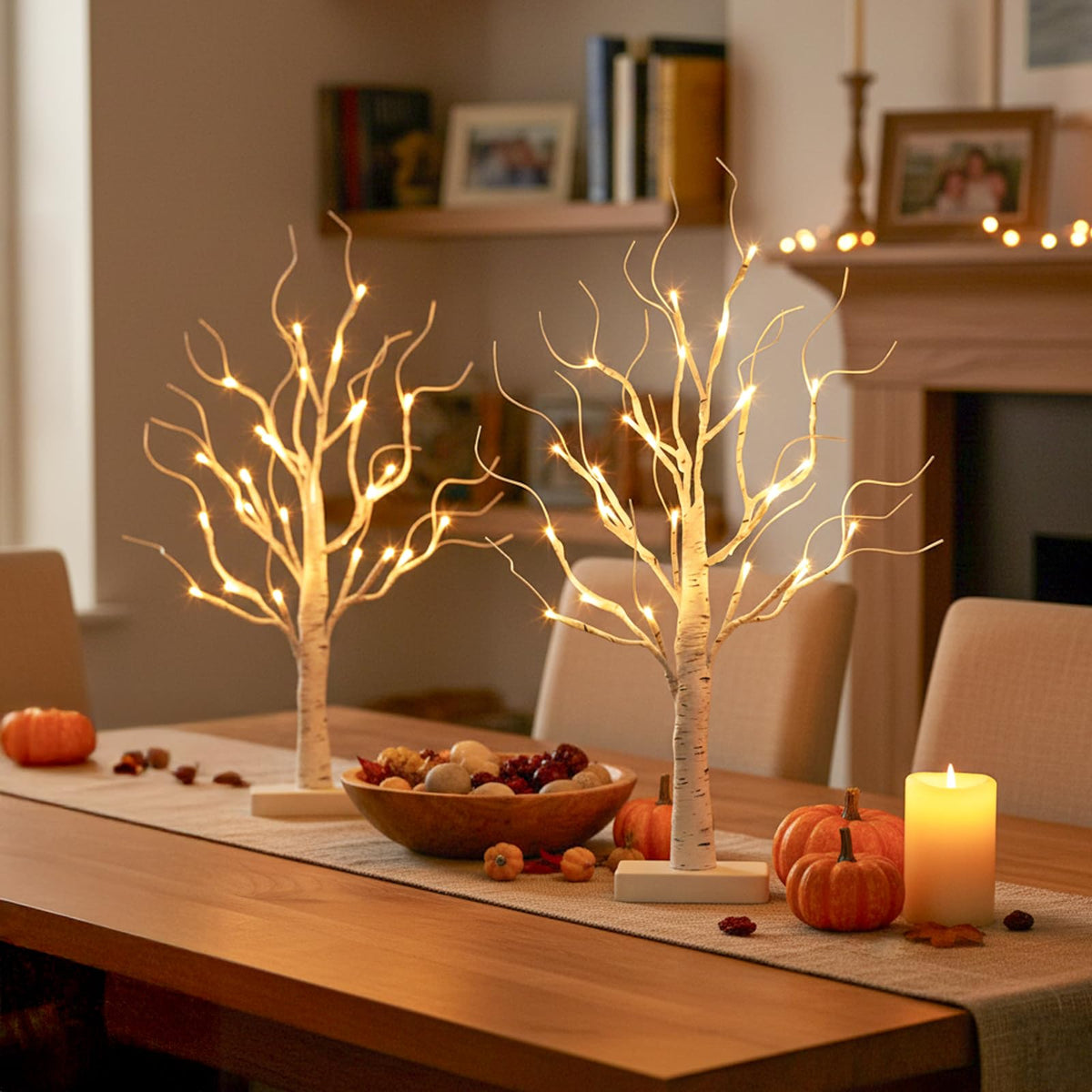 EAMBRITE 2 Pack Lighted Birch Tree, Christmas Artificial Tree Battery Operated Timer with 24 Warm White Lights, Tabletop Tree Christmas Decorations Centerpiece with for Wedding Party Home Room Decor 🍁 All In One Marketplace Canada
